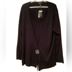 Maggie Barns Black Blazer Flower Broach Size 1X